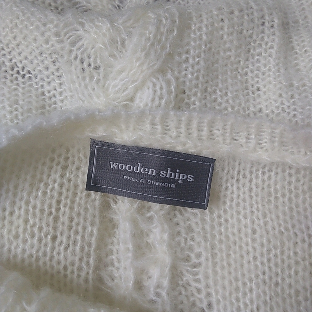 Wooden Ships Open Weave Cable Knit Mohair Blend Sweater - Picture 5 of 6
